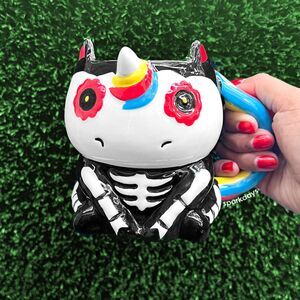 Unicorn MUG Skeleton Sugar Skull Rainbow Horse Cup Retro Pony Ceramic Coffee